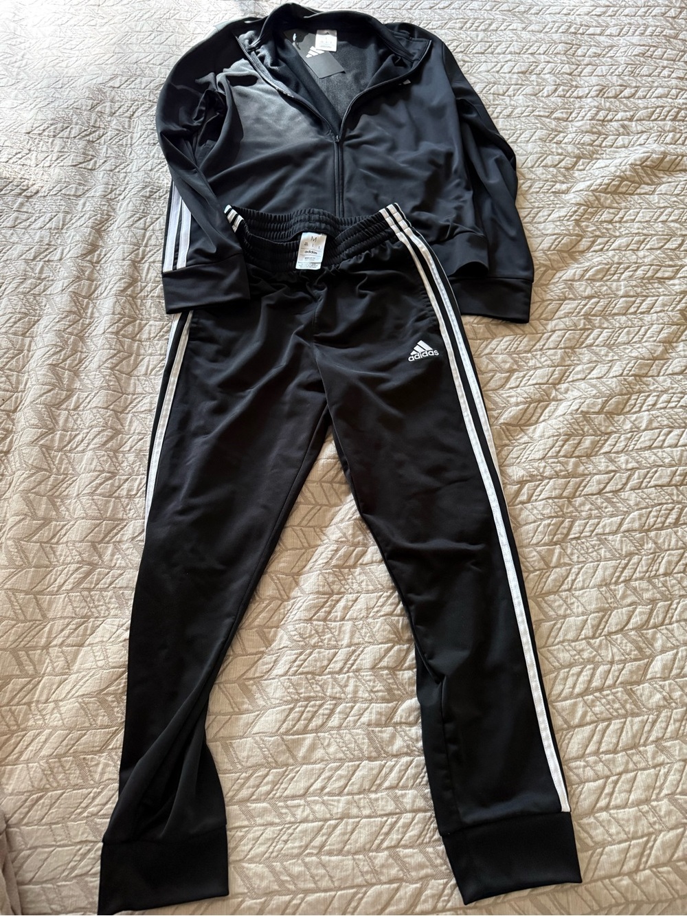 adidas Black Joggers with White Stripes and Logo